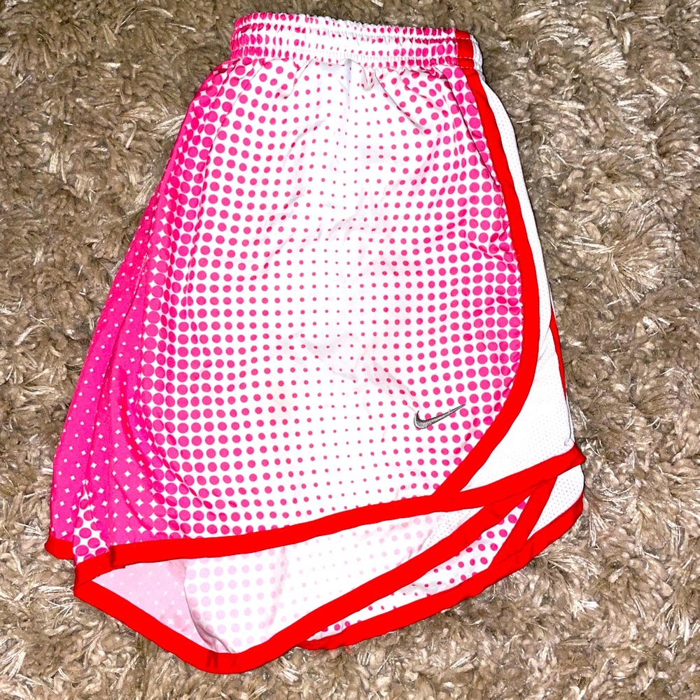 Nike shorts pink and red polka dot